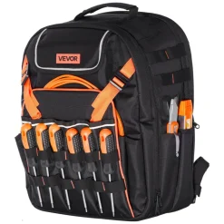VEVOR Tool Backpack, 45 Pockets, Heavy-duty Tools Storage Organizer Work Bags with Laptop Compartment & Reinforced Fabric Basee, Electrician Jobsite Backpack for Electrician, Repairman