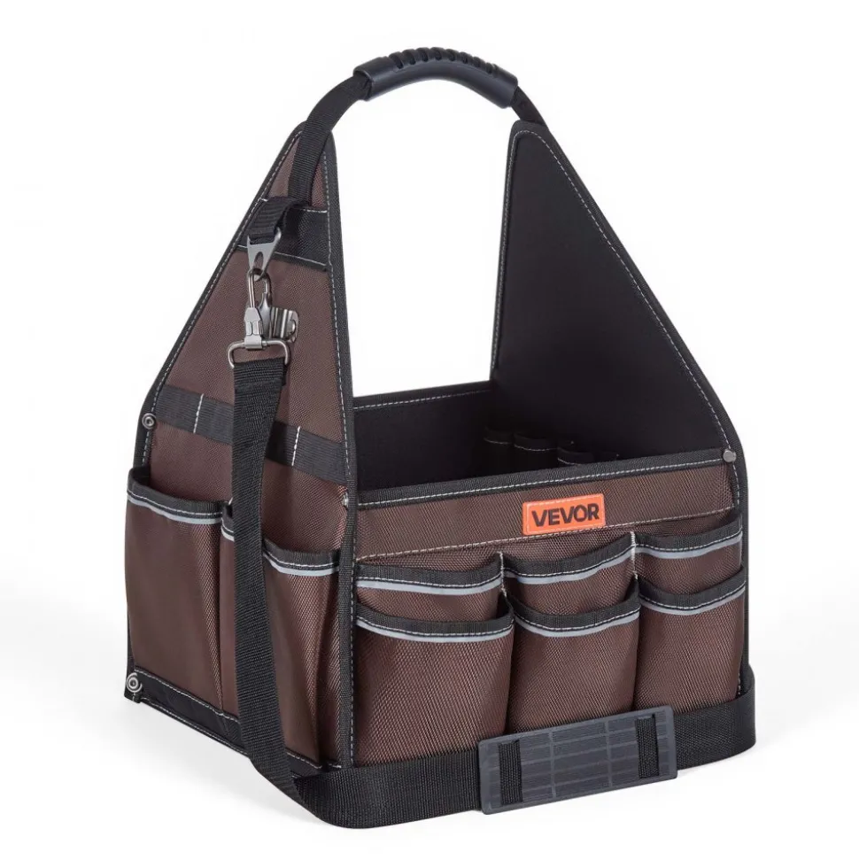 VEVOR Tool Bag, 13 Inch, 45-Pocket Open Top Tool Tote, Electrical Maintenance Toolbox Organizer Storage with Handle, Adjustable Shoulder Strap, Portable Toolbag, for Professionals DIY & Jobsite Use