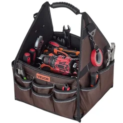 VEVOR Tool Bag, 13 Inch, 45-Pocket Open Top Tool Tote, Electrical Maintenance Toolbox Organizer Storage with Handle, Adjustable Shoulder Strap, Portable Toolbag, for Professionals DIY & Jobsite Use
