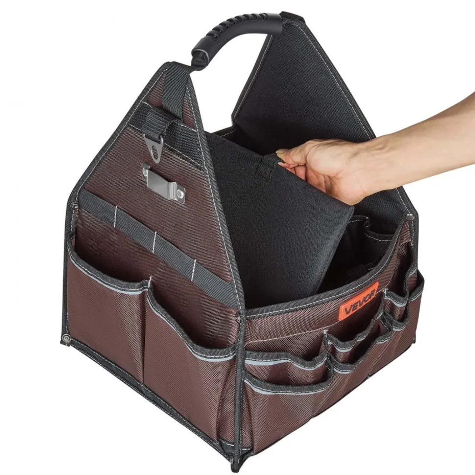 VEVOR Tool Bag, 13 Inch, 45-Pocket Open Top Tool Tote, Electrical Maintenance Toolbox Organizer Storage with Handle, Adjustable Shoulder Strap, Portable Toolbag, for Professionals DIY & Jobsite Use