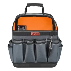 VEVOR Tool Bag, 13.2 Inch, 39-Pocket Open Top Tool Pouch, Portable Electrical Maintenance Toolbox Organizer Storage with Hard Plastic Base, Adjustable Shoulder Strap, for Professionals DIY & Jobsite