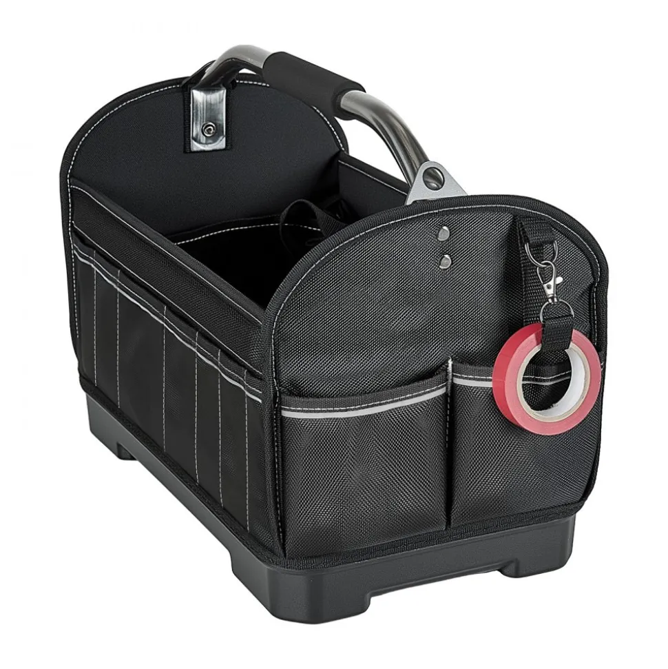 VEVOR Tool Bag, 16.1 Inch, 33-Pocket Open Top Tool Tote, Portable Electrical Maintenance Toolbox Organizer Storage with Hard Plastic Base, Adjustable Shoulder Strap, for Professionals DIY & Jobsite