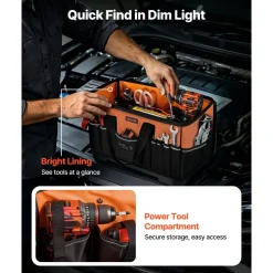 VEVOR Tool Bag, 19.1 Inch, 33-Pocket Portable Large Tool Box Organizer Storage, Toolbox with Water-Resistant Base, Zipper, Adjustable Shoulder Strap Toolbag, for Men Women Dad Husband Fathers Day