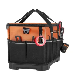 VEVOR Tool Bag, 19.1 Inch, 33-Pocket Portable Large Tool Box Organizer Storage, Toolbox with Water-Resistant Base, Zipper, Adjustable Shoulder Strap Toolbag, for Men Women Dad Husband Fathers Day
