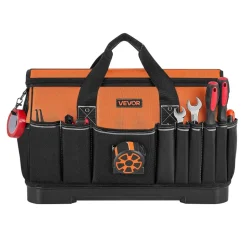 VEVOR Tool Bag, 19.1 Inch, 33-Pocket Portable Large Tool Box Organizer Storage, Toolbox with Water-Resistant Base, Zipper, Adjustable Shoulder Strap Toolbag, for Men Women Dad Husband Fathers Day