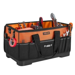 VEVOR Tool Bag, 19.1 Inch, 33-Pocket Portable Large Tool Box Organizer Storage, Toolbox with Water-Resistant Base, Zipper, Adjustable Shoulder Strap Toolbag, for Men Women Dad Husband Fathers Day