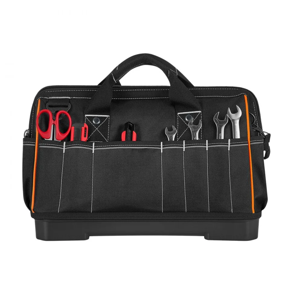 VEVOR Tool Bag, 16.1 Inch, 33-Pocket Portable Large Tool Box Organizer Storage, Toolbox with Water-Resistant Base, Zipper, Adjustable Shoulder Strap Toolbag, for Men Women Dad Husband Fathers Day
