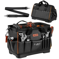 VEVOR Tool Bag, 16.1 Inch, 33-Pocket Portable Large Tool Box Organizer Storage, Toolbox with Water-Resistant Base, Zipper, Adjustable Shoulder Strap Toolbag, for Men Women Dad Husband Fathers Day