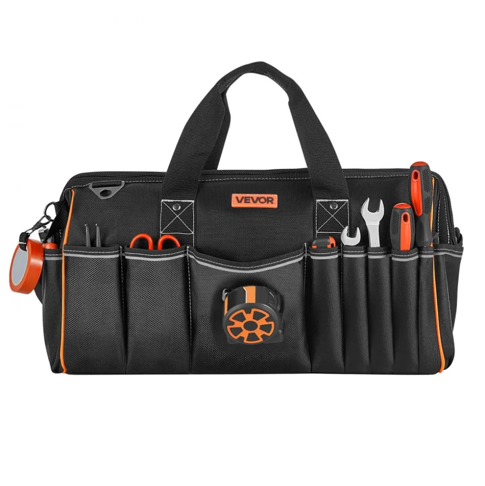 VEVOR Tool Bag, 20 Inch, 33-Pocket Portable Large Tool Box Organizer Storage, Toolbox with Big Zipper, Adjustable Shoulder Strap, Water-Resistant Carry Toolbag, for Men Women Dad Husband Fathers Day