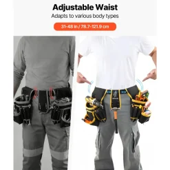 VEVOR Tool Belt, Magnetic Tool Pouch for Men, 28 Pockets Heavy Duty Adjustable Utility Belt Detachable Work Bag for Electrician, Carpenter, Construction, Work Apron Organizer, Waist Adjust 31 to 48in
