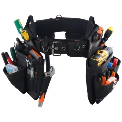 VEVOR Tool Belt, 18 Pockets Professional Tool Pouch for Men, Heavy Duty Adjustable Utility Belt Detachable Work Bag for Electrician, Carpenter, Construction, Work Apron Organizer, Adjusts 31in to 51in