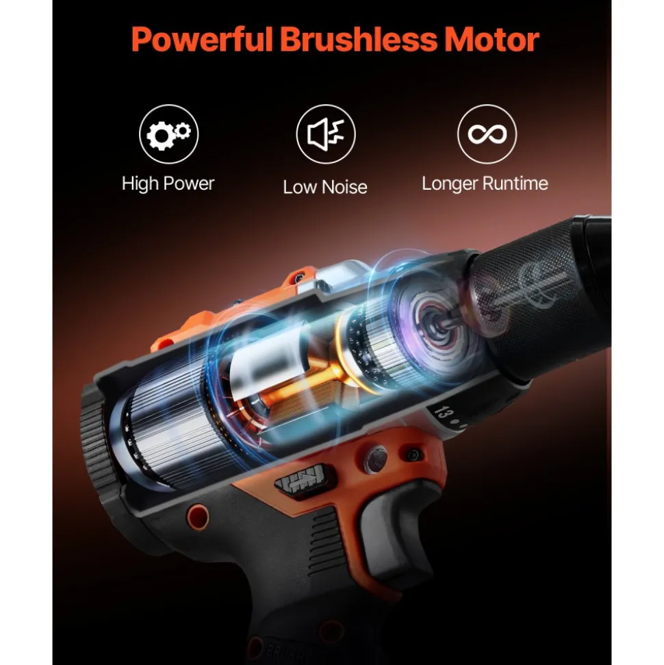 VEVOR Tool Combo Kit, 20V Max Cordless 2-Tool Combo Kit, with 1/2 in Impact Drill, 1/4 in Impact Driver, Compact Cordless Power Tool Combo Kit with 4.0 Ah Batteries, Screws, Charger, and Cloth Bag