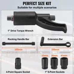 VEVOR Torque Multiplier, Heavy Duty Torque Multiplier Wrench Set, 1 Inch Drive Lug Nut Wrench Torque Multiplier, 1:58 4800N.m Lug Nut Remover, with 4 Sockets and Storage Case for Truck Trailer RV