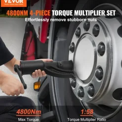 VEVOR Torque Multiplier, Heavy Duty Torque Multiplier Wrench Set, 1 Inch Drive Lug Nut Wrench Torque Multiplier, 1:58 4800N.m Lug Nut Remover, with 4 Sockets and Storage Case for Truck Trailer RV
