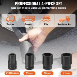 VEVOR Torque Multiplier, 1 Inch Drive Lug Nut Wrench/Multiplier Heavy Duty Torque Multiplier Wrench Set, 1:64 6,800N.m Lug Nut Remover, Includes 4 Sockets (21-41mm) and Storage Case
