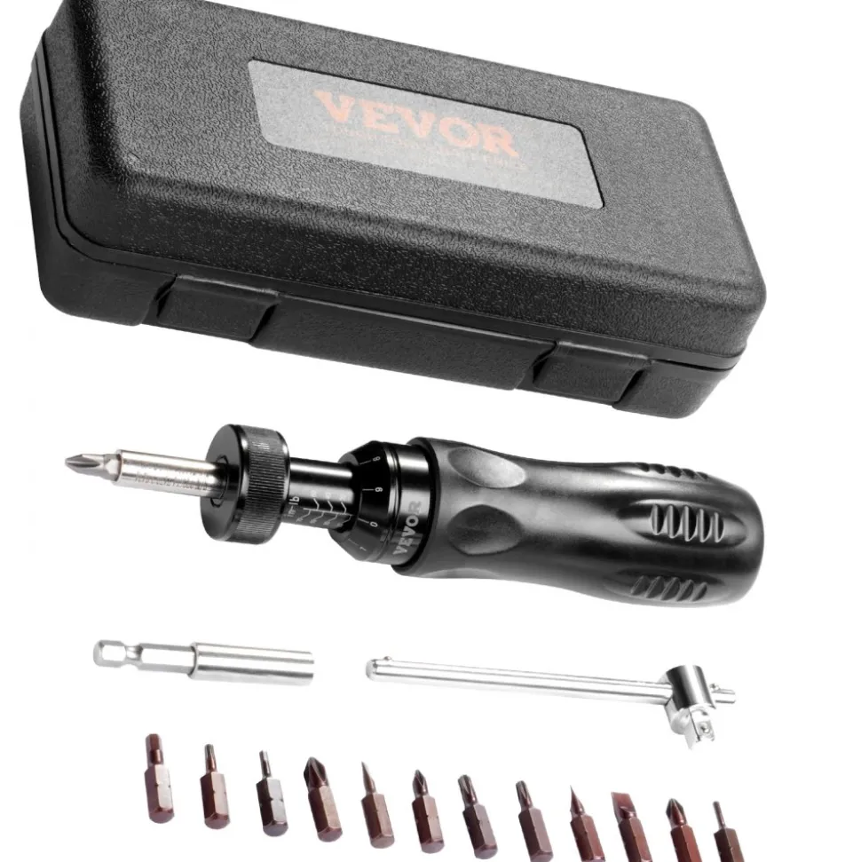 VEVOR Torque Screwdriver, 1/4" Drive Screwdriver Torque Wrench, Electrician Torque Screwdriver with Scale, 10-70 in/lbs Torque Range, 1 in-lbs Torque Increment Torque Screwdriver with Bits & Case