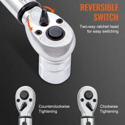 VEVOR Torque Wrench, 10-150ft.lb/14-204n.m 1/2-inch Drive Click Torque Wrench, Dual-Direction Adjustable Torque Wrench Set, Mechanical Dual Range Scales Torque Wrench Kit with Adapters Extension Rod