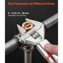 VEVOR Torque Wrench 0-1.5 in Adjustable Jaw Opening Digital Torque Wrench, Open-End Jaw, 4 Display Units, ±2% Accuracy, LCD Screen, with Buzzer and LED Indicator, for Pipe and Automotive Repair