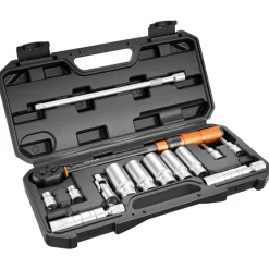 VEVOR Torque Wrench 3/8-inch Drive Click Torque Wrench Dual Scale Readings, 5-45 lbf-ft / 6.8-61.2 N.m, ±3% High Precision, with Spark Plug Sockets, Bits, Universal Joint, Extension Bar, Storage Case