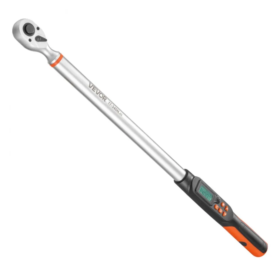 VEVOR Torque Wrench Set 1/2" Drive Digital Torque Wrench 4 Display Units, ±2% Accuracy, LCD Screen, with Buzzer and LED Indicator, with Sockets, Extension Bar, Adapter, for Automotive Repair