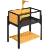 VEVOR Tortoise Habitat 2-Room Wooden Tortoise House Built-in Lamp Stand, for Small Animals Indoor Outdoor, Storage Shelf, Large Turtle Enclosure Reptile Cage with Openable Roof & Viewing Window