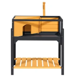 VEVOR Tortoise Habitat 2-Room Wooden Tortoise House Built-in Lamp Stand, for Small Animals Indoor Outdoor, Storage Shelf, Large Turtle Enclosure Reptile Cage with Openable Roof & Viewing Window