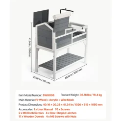VEVOR Tortoise Habitat 4-Room Wooden Tortoise House Adjustable Lamp Stand, for Small Animals Indoor Outdoor, 2 Stories & Ramp, Large Turtle Enclosure Reptile Cage with Storage Shelf, Openable Roof