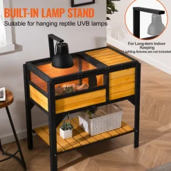 VEVOR Tortoise Habitat, Wooden Tortoise House Indoor & Outdoor, Rolling Tortoise Enclosure with Light Stand, Reptile Enclosure Small Animal Cage with Stand Legs, Wheels, for Gecko, Lizard, Snake