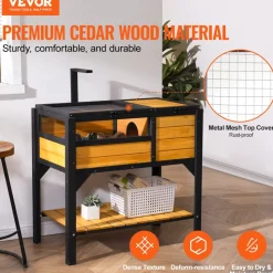 VEVOR Tortoise Habitat, Wooden Tortoise House Indoor & Outdoor, Rolling Tortoise Enclosure with Light Stand, Reptile Enclosure Small Animal Cage with Stand Legs, Wheels, for Gecko, Lizard, Snake
