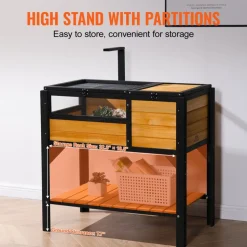 VEVOR Tortoise Habitat, Wooden Tortoise House Indoor & Outdoor, Rolling Tortoise Enclosure with Light Stand, Reptile Enclosure Small Animal Cage with Stand Legs, Wheels, for Gecko, Lizard, Snake