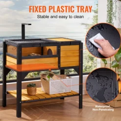 VEVOR Tortoise Habitat, Wooden Tortoise House Indoor & Outdoor, Rolling Tortoise Enclosure with Light Stand, Reptile Enclosure Small Animal Cage with Stand Legs, Wheels, for Gecko, Lizard, Snake