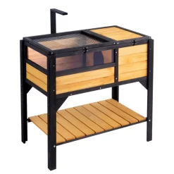 VEVOR Tortoise Habitat, Wooden Tortoise House Indoor & Outdoor, Rolling Tortoise Enclosure with Light Stand, Reptile Enclosure Small Animal Cage with Stand Legs, Wheels, for Gecko, Lizard, Snake