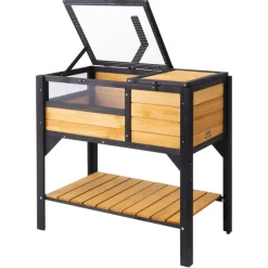 VEVOR Tortoise Habitat, Wooden Tortoise House Indoor & Outdoor, Rolling Tortoise Enclosure with Light Stand, Reptile Enclosure Small Animal Cage with Stand Legs, Wheels, for Gecko, Lizard, Snake