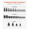 VEVOR Torx Bit Socket and External Torx Socket Set, 31-Piece T8-T70 and E4-E24, S2 Alloy Steel and Cr-V Steel, 1/4 in, 3/8 in, and 1/2 in Drives, with Adapter and Enhanced Storage Case, for Automotive