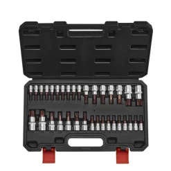 VEVOR Torx Bit Socket Set, 34-Piece Solid Star and Tamper Proof T6-T70, S2 Alloy Steel and Cr-V Steel, 1/4 in, 3/8 in, and 1/2 in Drives, with Enhanced Storage Case, Torx Sockets for Hand Use