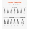 VEVOR Torx Bit Socket Set, 13-Piece Star T8 - T60 Set, S2 Alloy Steel and Cr-V Steel, 1/4 in, 3/8 in, and 1/2 in Drives, with Enhanced Storage Case, Torx Sockets for Hand Use, Mechanics, Auto Repair