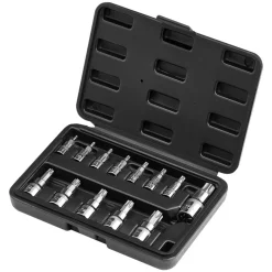 VEVOR Torx Bit Socket Set, 13-Piece Star T8 - T60 Set, S2 Alloy Steel and Cr-V Steel, 1/4 in, 3/8 in, and 1/2 in Drives, with Enhanced Storage Case, Torx Sockets for Hand Use, Mechanics, Auto Repair