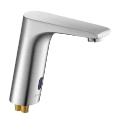 VEVOR Touchless Bathroom Sink Faucet, Automatic Motion Sensor Restroom Toilet Faucet, HandsFree Adjustable Cold Hot Single Handle Water Mixer Battery Operated for 9/16 in Pipe,Brushed Nickel Silver