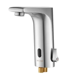 VEVOR Touchless Bathroom Sink Faucet, Automatic Motion Sensor Restroom Toilet Faucet, HandsFree Adjustable Cold Hot Single Handle Water Mixer Battery Operated for 9/16 in Pipe,Brushed Nickel Silver