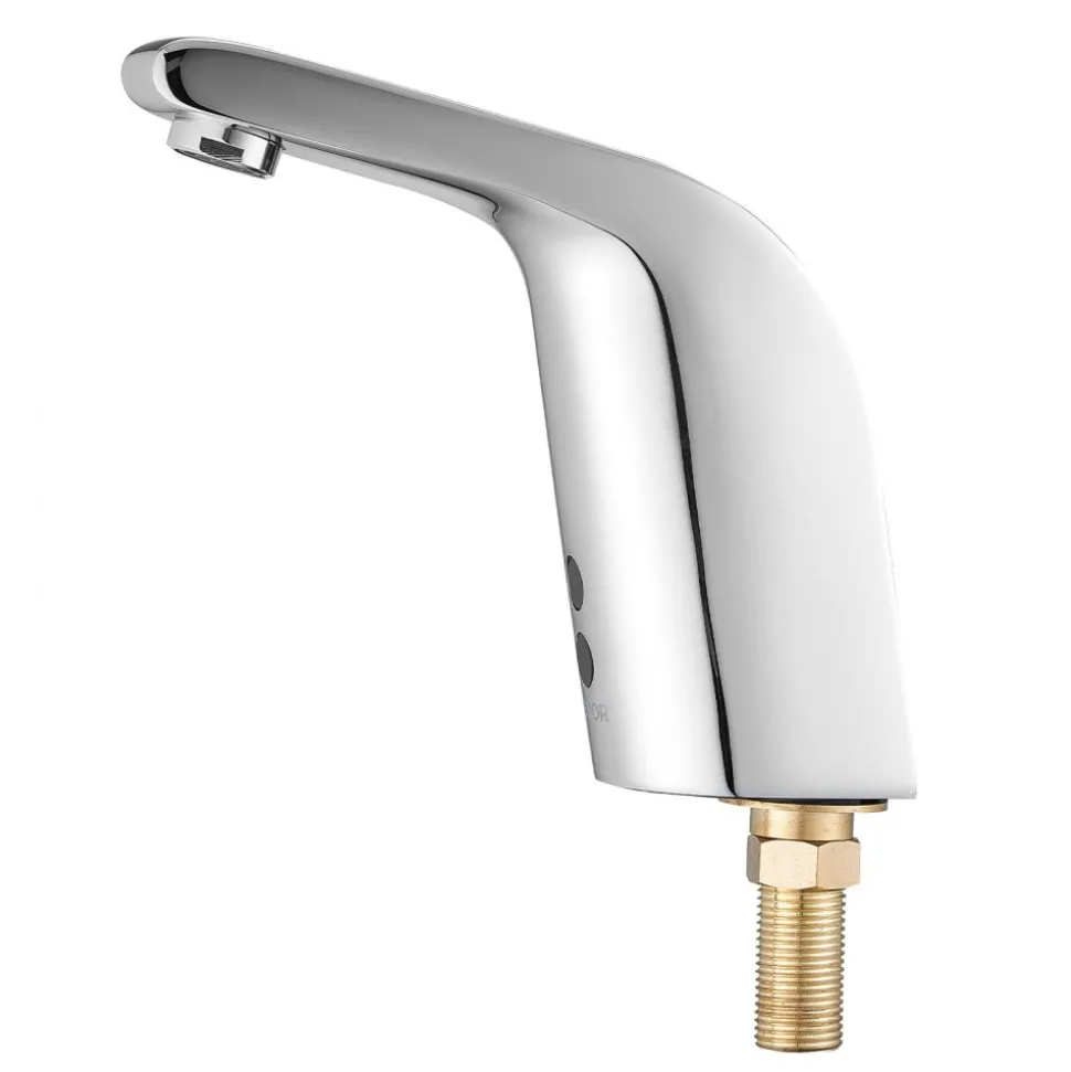 VEVOR Touchless Bathroom Sink Faucet, Automatic Motion Sensor Restroom Toilet Faucet with Hole Cover Plate, Battery Operated,Adjustable Temp for 9/16 in Pipe Commercial Lavatory,Brushed Nickel Silver