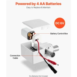 VEVOR Touchless Bathroom Sink Faucet, Automatic Motion Sensor Waterfall Restroom Toilet Faucet with Hole Cover Plate, Modern Electronic Sensor Hot/Cold Water for 9/16 in Pipe Commercial,Matte Black