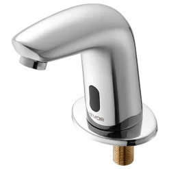 VEVOR Touchless Bathroom Sink Faucet, Automatic Motion Sensor Restroom Toilet Faucet Cold Water with Hole Cover Plate, Battery Operated for 9/16 in Pipe Commercial Lavatory,Chrome Plated Silver G112M