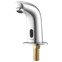 VEVOR Touchless Bathroom Sink Faucet, Automatic Motion Sensor Restroom Toilet Faucet Cold Water with Hole Cover Plate, Battery Operated for 9/16 in Pipe Commercial Lavatory,Chrome Plated Silver G112M
