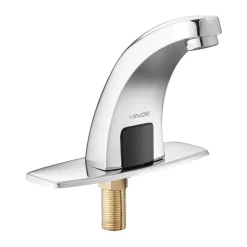 VEVOR Touchless Bathroom Sink Faucet, Automatic Motion Sensor Restroom Toilet Faucet with Hole Cover Plate, Battery Operated,Adjustable Temperature for 9/16 in Pipe Commercial Lavatory,Matte Black