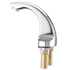 VEVOR Touchless Bathroom Sink Faucet, Automatic Motion Sensor Restroom Toilet Faucet with Hole Cover Plate, Battery Operated,Adjustable Temp for 9/16 in Pipe Commercial Lavatory,Chrome Plated Silver