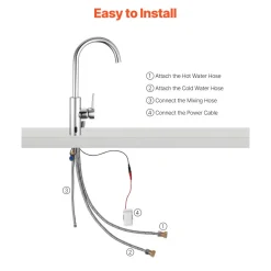 VEVOR Touchless Kitchen Bar Sink Faucet, Single Handle Automatic Motion Sensor Bathroom Faucet, Hands-Free Adjustable Cold Hot Water Mixer Flexible Swivel for 9/16 in Pipe,Chrome Plated Silver