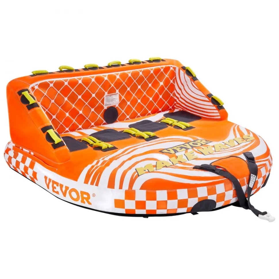 VEVOR Towable Tube for Boating, 1-4 Riders Inflatable Boat Tubes and Towables, 680lbs Water Sport Towable Tube for Boat to Pull - with Full Nylon Cover, 22 Grab Handles, Dual Tow Points & Safety Valve