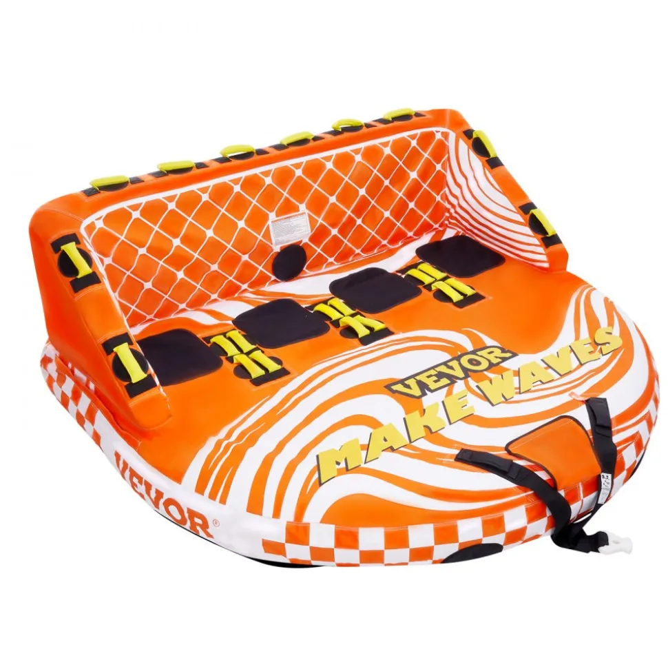 VEVOR Towable Tube for Boating, 1-4 Riders Inflatable Boat Tubes and Towables, 680lbs Water Sport Towable Tube for Boat to Pull - with Full Nylon Cover, 22 Grab Handles, Dual Tow Points & Safety Valve