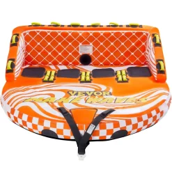 VEVOR Towable Tube for Boating, 1-4 Riders Inflatable Boat Tubes and Towables, 680lbs Water Sport Towable Tube for Boat to Pull - with Full Nylon Cover, 22 Grab Handles, Dual Tow Points & Safety Valve