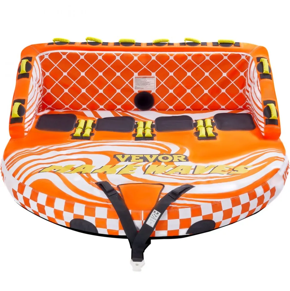 VEVOR Towable Tube for Boating, 1-4 Riders Inflatable Boat Tubes and Towables, 680lbs Water Sport Towable Tube for Boat to Pull - with Full Nylon Cover, 22 Grab Handles, Dual Tow Points & Safety Valve